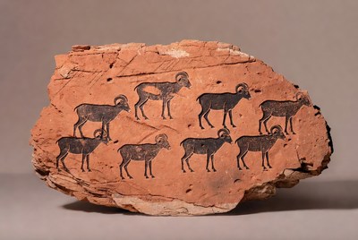 Rock with Multiple Bighorn Sheep Engravings