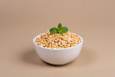 Millet Grains in White Bowl with Mint