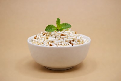 White Millet Grains in Bowl with Mint