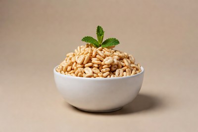 Bowl of cornflakes with mint