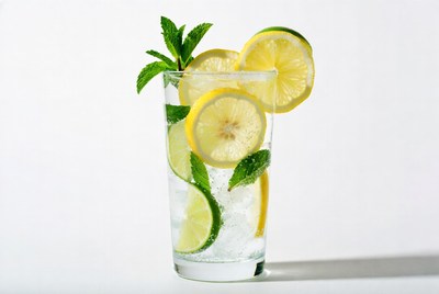 Lemon Mint Water in Glass