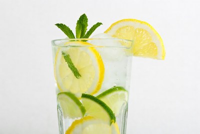 Lemon Water with Mint Leaves