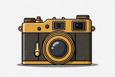 Vintage Gold Camera Illustration