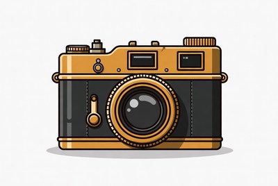 Vintage Gold Camera Illustration