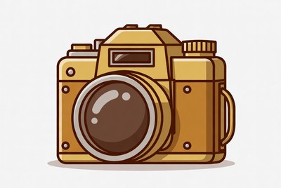 Yellow vintage camera illustration