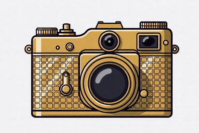 Golden Vintage Camera Illustration