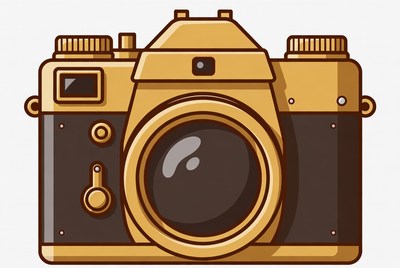 Vintage Gold SLR Camera Illustration