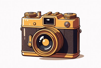 Vintage Gold Camera Illustration