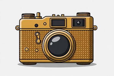 Golden Vintage Camera Illustration