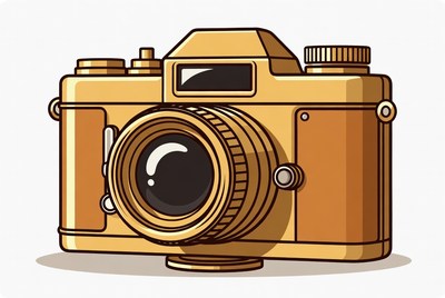 Golden Vintage Camera Illustration