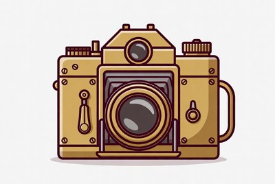 Vintage Gold Camera Illustration