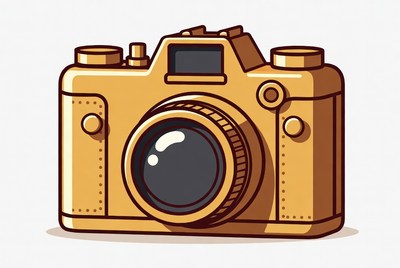 Golden Vintage Camera Illustration