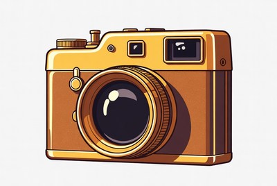 Vintage Gold Camera Illustration