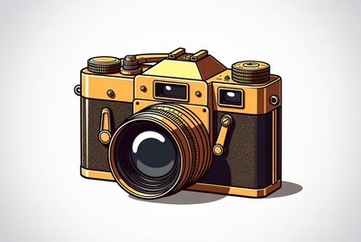 Vintage Gold SLR Camera Illustration
