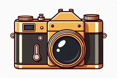 Golden Vintage Camera Illustration