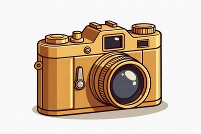 Golden Vintage Camera Illustration