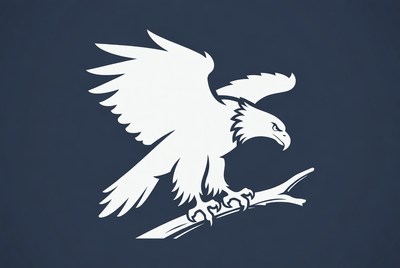 White Eagle Perched on Branch Silhouette