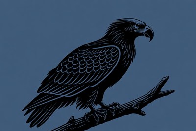 Bald Eagle Perched on Branch Silhouette