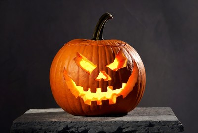 Lit Jack-o-Lantern Pumpkin
