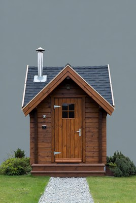 Wooden Sauna Cabin on Grass