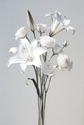 White Lilies and Roses Bouquet