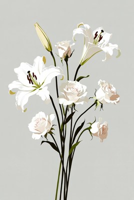 White Lilies and Roses Bouquet