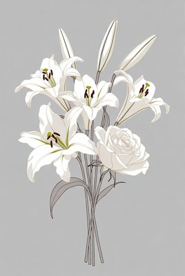 White Lilies and Rose Bouquet