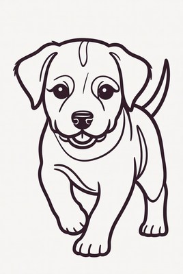 Cute puppy line art illustration