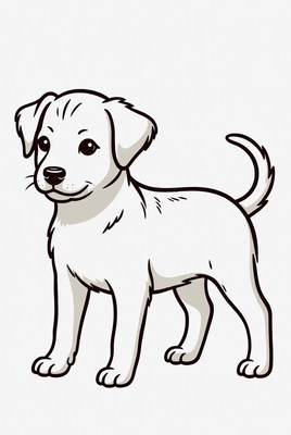 Cute puppy line drawing