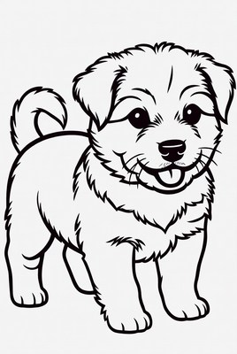 Cute puppy line art illustration