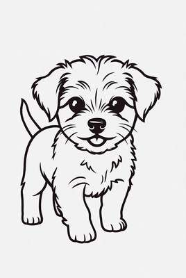 Cute puppy line art illustration