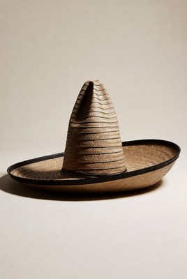 Striped Sombrero Hat on Beige Background