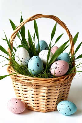 Easter Basket with Colored Eggs