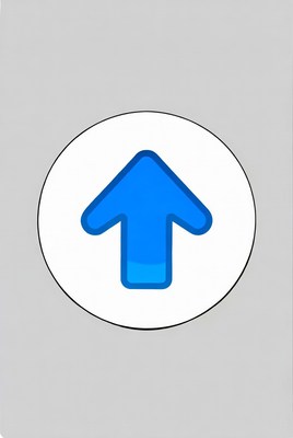 Blue Up Arrow in White Circle