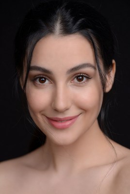 Smiling woman with black hair