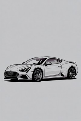 White Maserati MC20 Supercar Illustration