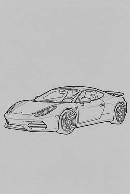 Porsche 911 Line Art Drawing