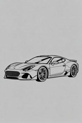 Line Art Ferrari Supercar