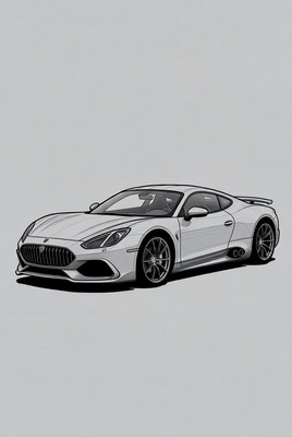 White Maserati MC20 Supercar Illustration
