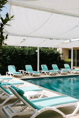 Turquoise Lounge Chairs Poolside