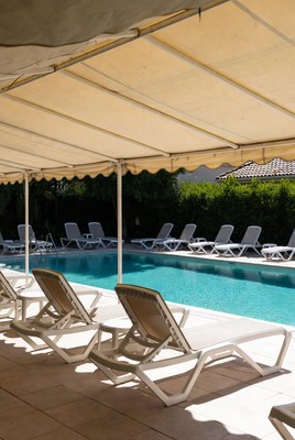 Empty Pool with Lounge Chairs