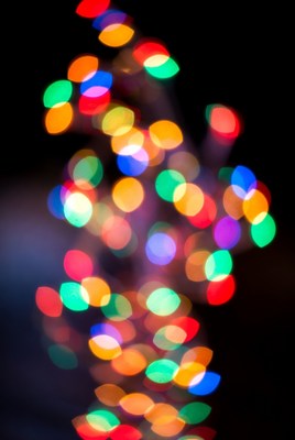 Colorful Bokeh Lights on Black Background