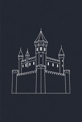 Line Art Medieval Castle Illustration