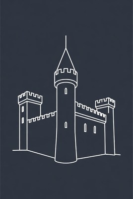 Line Art Castle Illustration