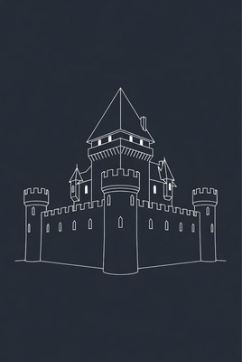 Line Art Castle Illustration