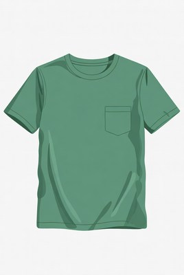 Green T-shirt with pocket illustration