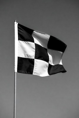Checkered Flag Waving on Pole