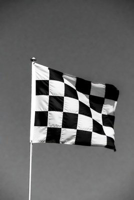 Checkered Flag Waving on Pole