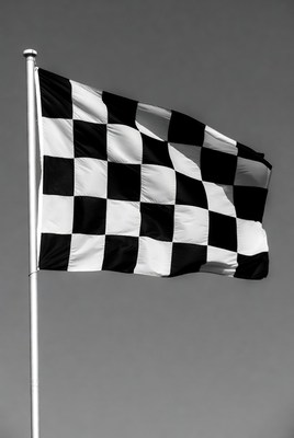 Waving Checkered Flag on Pole