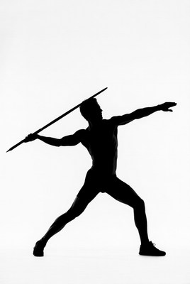 Silhouette of javelin thrower